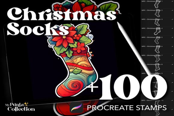 100 Procreate Christmas Socks Stamps: Elevating Digital Holiday Design