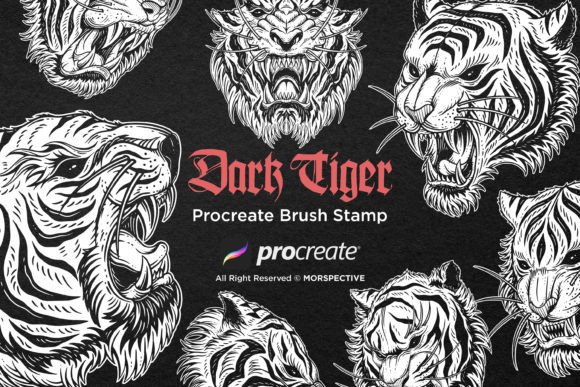 15 Dark Tiger Beast Procreate Brush Set