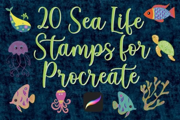 20 Sea Life Stamps for Procreate