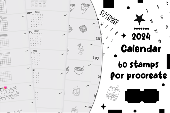 2024 Calendar Stamps for Procreate