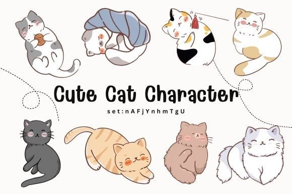 Cute Cartoon Cat Design Assets