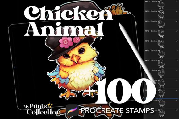 Enhancing Digital Illustrations with 100 Procreate Chicken Animal Stamps