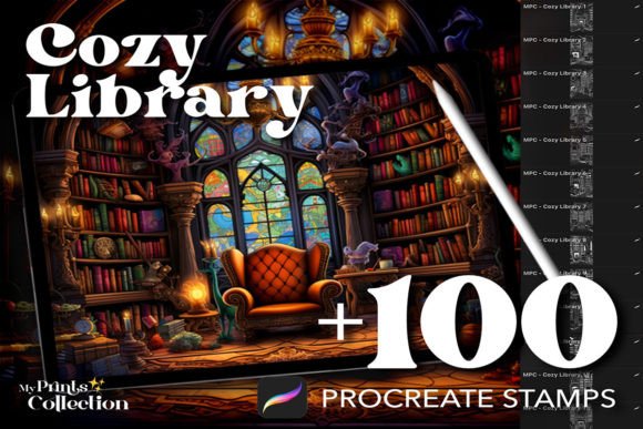 Enhancing Digital Illustrations with 100 Procreate Cozy Library Stamps