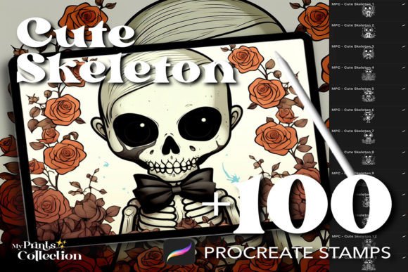 Evaluating the 100 Procreate Cute Skeleton Stamps for Digital Illustrators