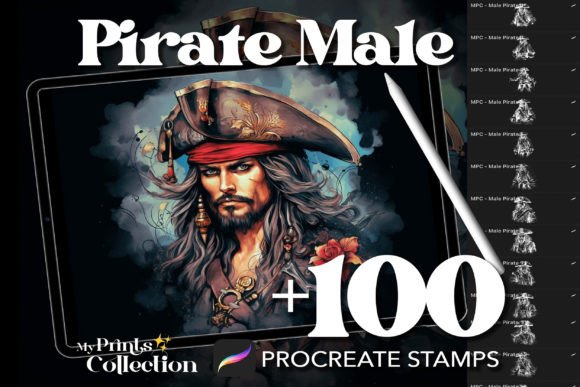 Evaluating the 100 Procreate Pirate Male Stamps for Digital Illustration
