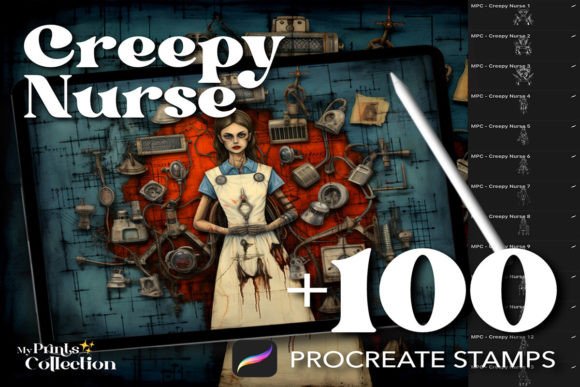 Mastering the Macabre: A Practical Guide to Using 100 Procreate Creepy Nurse Stamps