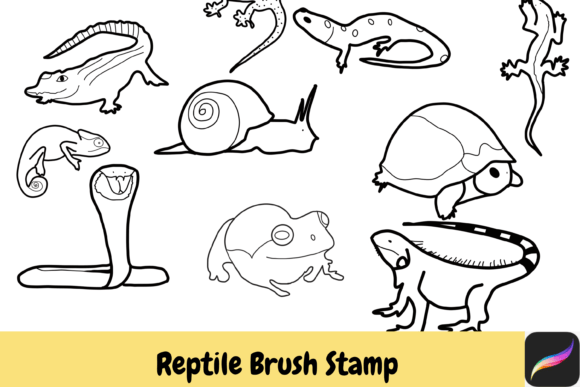 Reptile Hand Drawn Brush Stamps