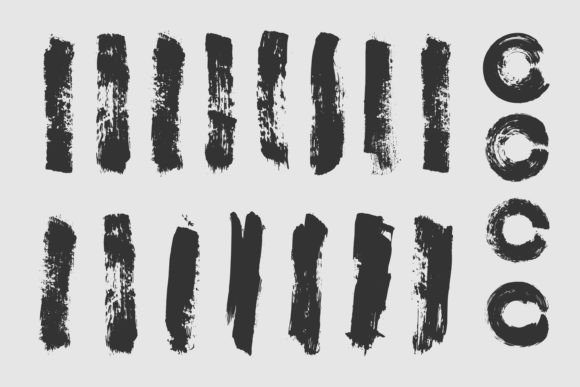 Strategic Application of the Set of Grunge Brush Strokes for Modern Brand Identity