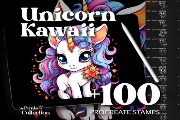 Transform Your Digital Art with 100 Procreate Unicorn Kawaii Stamps