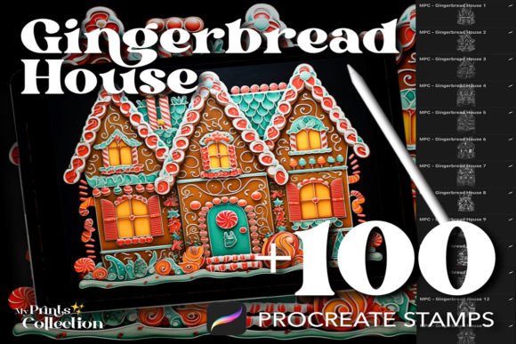 Transform Your Holiday Art with 100 Gingerbread House Procreate Stamps